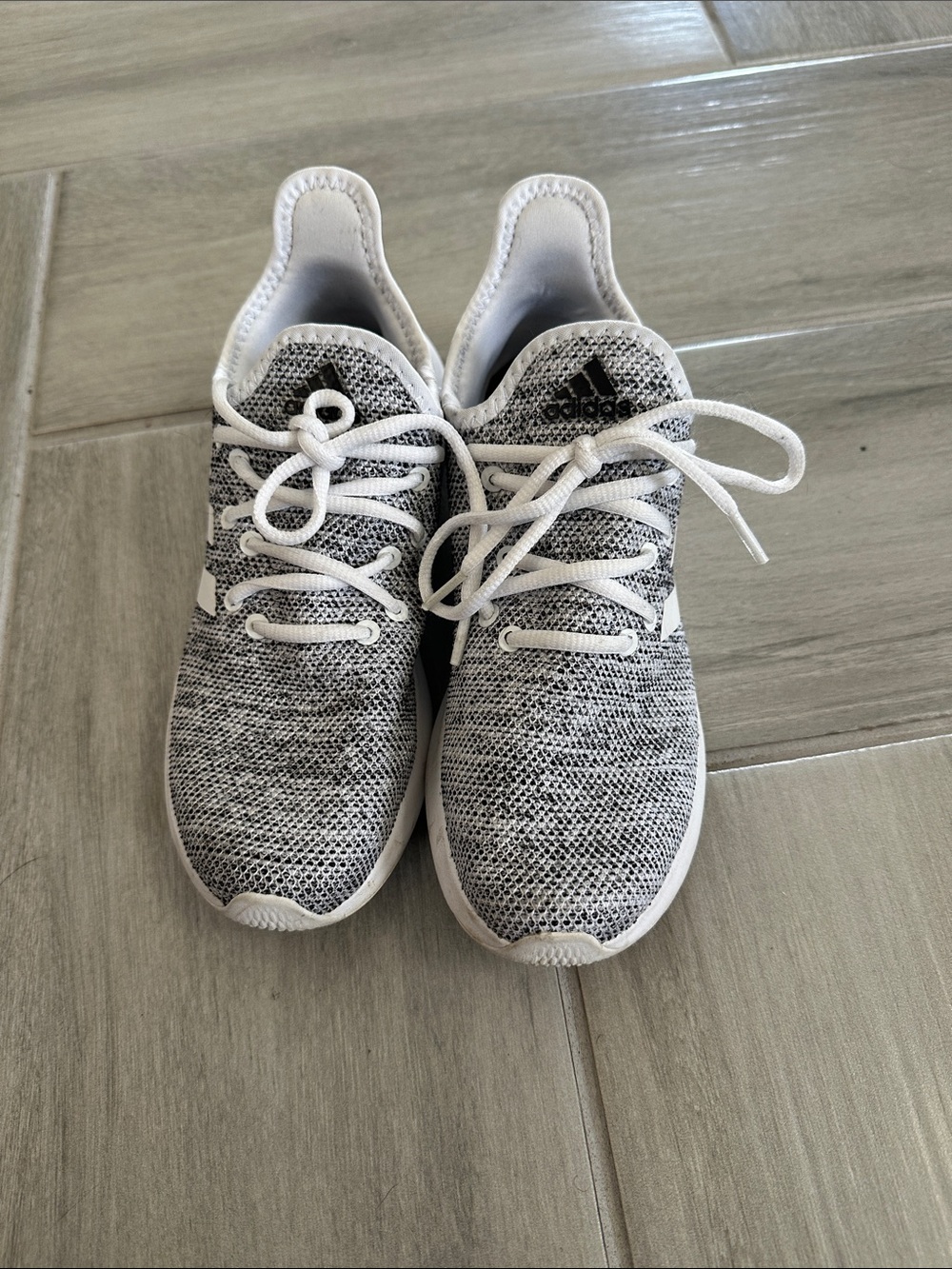 adidas Women's Gray and White Knit Running Sneakers